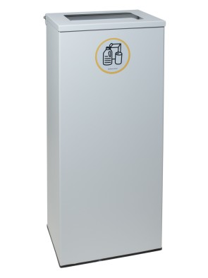 Poubelle de recyclage en métal blanc 76 litres avec couvercle blanc et anneau porte-sac