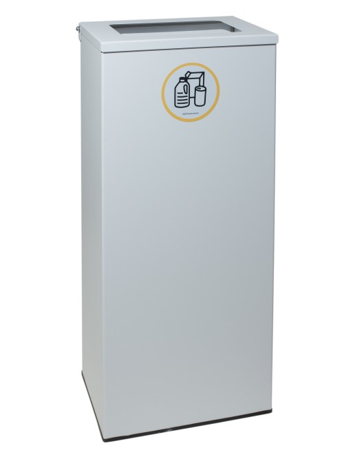 Poubelle de recyclage en métal blanc 76 litres avec couvercle blanc et anneau porte-sac Poubelle de recyclage en métal blanc 76 litres avec couvercle blanc et anneau porte-sac