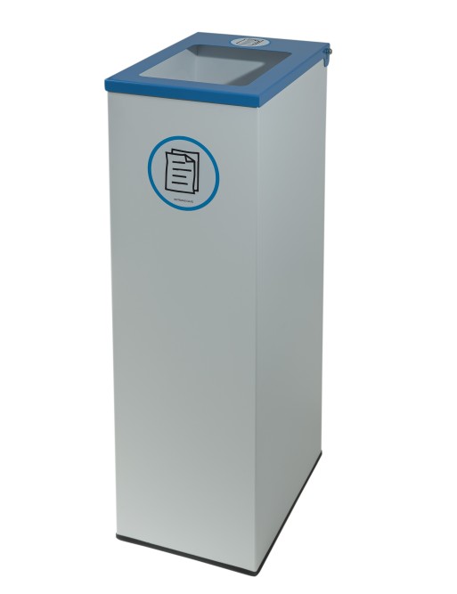 Weißer Metall-Recyclingbehälter mit Klappdeckel, Beutelhalterring und 70 Liter Fassungsvermögen Weißer Metall-Recyclingbehälter mit Klappdeckel, Beutelhalterring und 70 Liter Fassungsvermögen