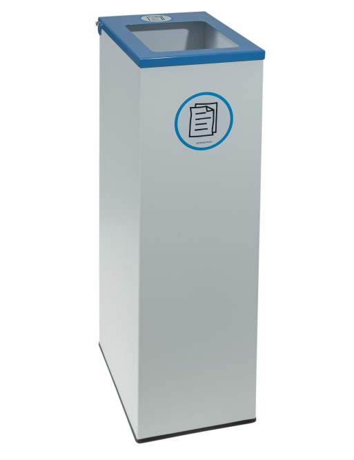 Poubelle de recyclage métallique blanche avec couvercle rabattable, anneau porte-sac et capacité de 70 litres Poubelle de recyclage métallique blanche avec couvercle rabattable, anneau porte-sac et capacité de 70 litres