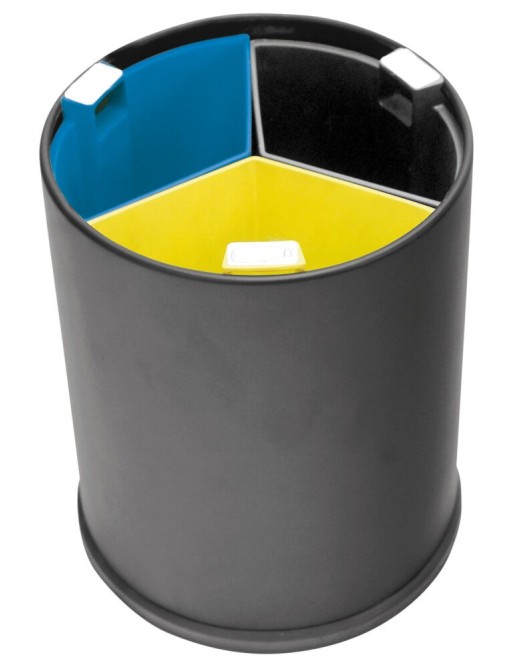 Papelera de reciclaje para la oficina 3 compartimentos 13L