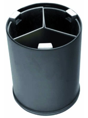 Bac de recyclage de bureau 3 compartiments 13L. Plateaux noirs