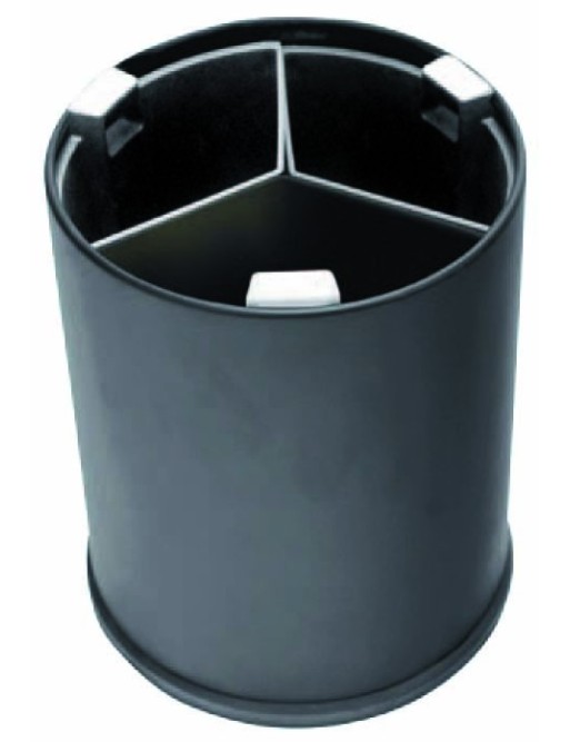 Papelera de reciclaje para la oficina 3 compartimentos 13L. Cubetas negras