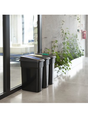 Papelera Contenedor 55L con asas y portabolsas con tapa