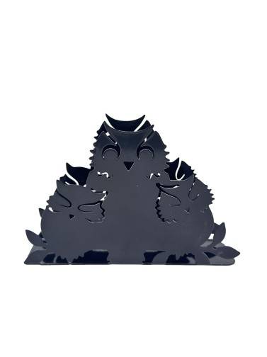 PORTE-SERVIETTE MÉTALLISÉ MODÈLE OWLS FAMILY NOIR