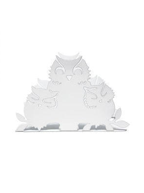 METALLIC NAPKIN HOLDER MODEL OWLS FAMILY WHITE