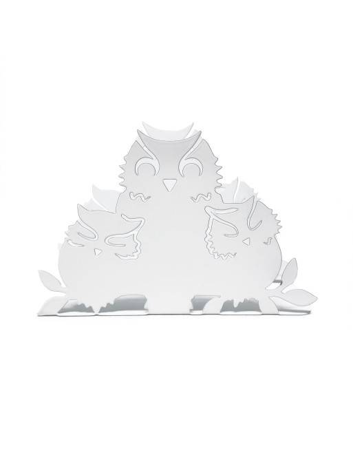 METALLIC NAPKIN HOLDER MODEL OWLS FAMILY WHITE
