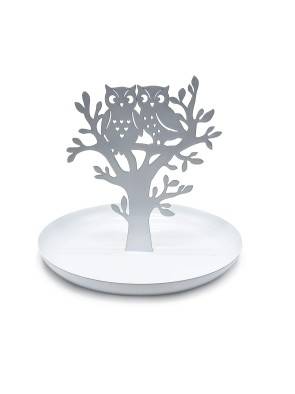 BOÎTE À BIJOUX MÉTALLIQUE MODÈLE HIBOUX BLANC