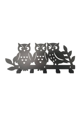METAL COAT RACK MODEL OWLS FAMILY BLACK