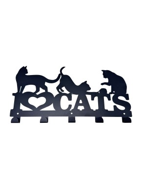 PORTE-MANTEAU EN MÉTAL MODÈLE CHATS NOIR