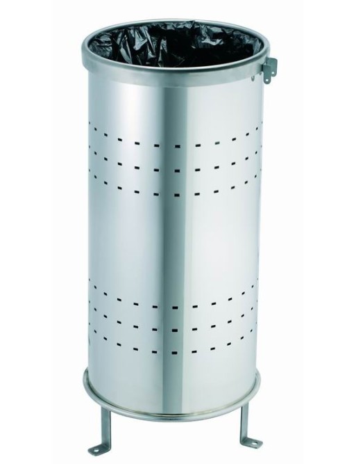 Papelera circular Inoxidable 90L con aro sujeta bolsas