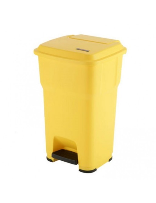 Poubelle à pédale blanche de 60 L jaune pour la maison et l’entreprise – silencieuse, hygiénique et sans contact Poubelle à pédale blanche de 60 L jaune pour la maison et l’entreprise – silencieuse, hygiénique et sans contact