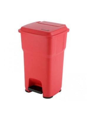 Pedal bin with a capacity of 60L Red for home and business – quiet, hygienic and touchless