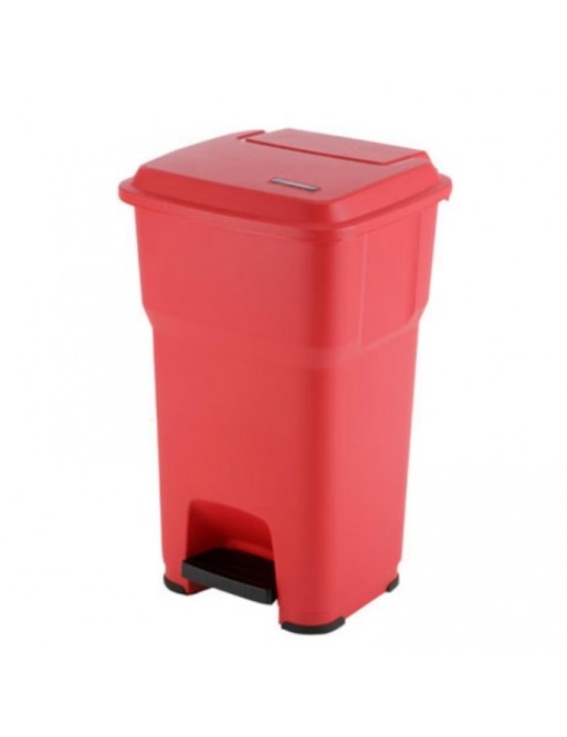 Papelera con pedal de 60L roja para el hogar y negocios – silenciosa, higiénica y sin contacto