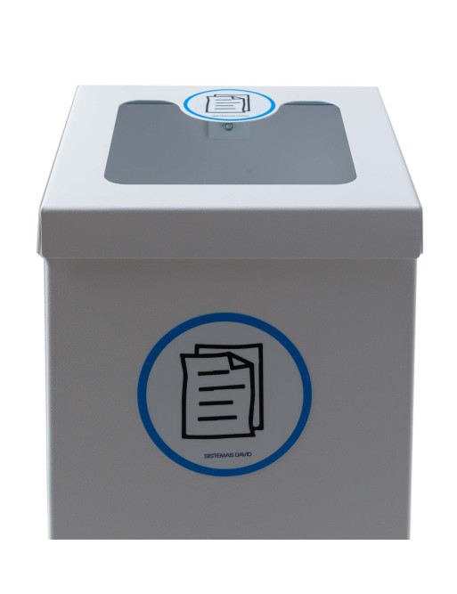 White Metal Recycling Bin 44 Litres. With Bag Holder Ring (5 Recycling Stickers) White Metal Recycling Bin 44 Litres. With Bag Holder Ring (5 Recycling Stickers)