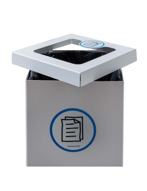 White Metal Recycling Bin 44 Litres. With Bag Holder Ring (5 Recycling Stickers) White Metal Recycling Bin 44 Litres. With Bag Holder Ring (5 Recycling Stickers)