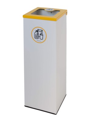 Weißer Metallic-Mülleimer 44L mit Beutelhalterring und Klappdeckel in 5 Farben