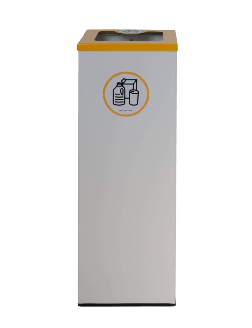 White metallic recycling bin 44L with bag holder ring and flip-top lid in 5 colors