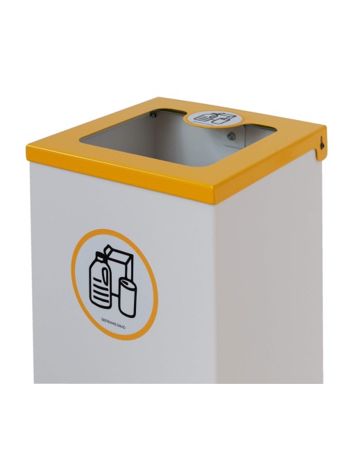 Weißer Metallic-Mülleimer 44L mit Beutelhalterring und Klappdeckel in 5 Farben Weißer Metallic-Mülleimer 44L mit Beutelhalterring und Klappdeckel in 5 Farben