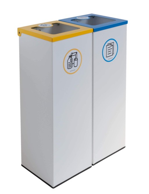 ¡Pack of 2 44L metal recycling bins with flip-top lid – Island 2 waste ¡Pack of 2 44L metal recycling bins with flip-top lid – Island 2 waste