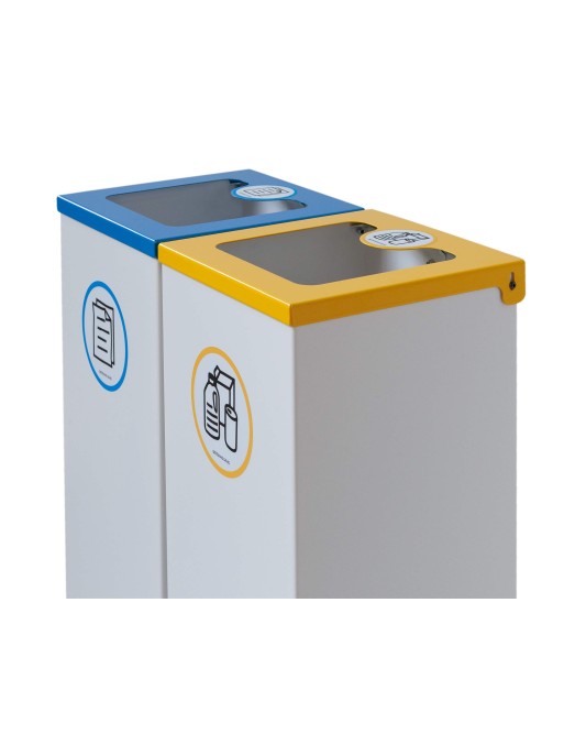 ¡Pack of 2 44L metal recycling bins with flip-top lid – Island 2 waste ¡Pack of 2 44L metal recycling bins with flip-top lid – Island 2 waste