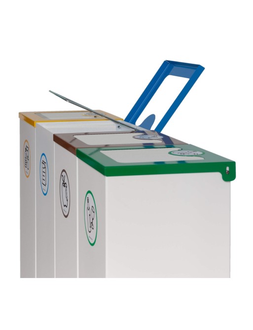 Lot de 4 bacs de recyclage en métal de 44L avec couvercle rabattable – Îlot de recyclage pour 4 flux