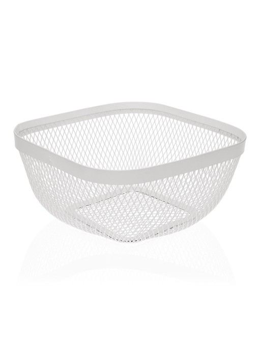 WHITE METALLIC FRUIT BOWL 26.5 x 26.5 CM