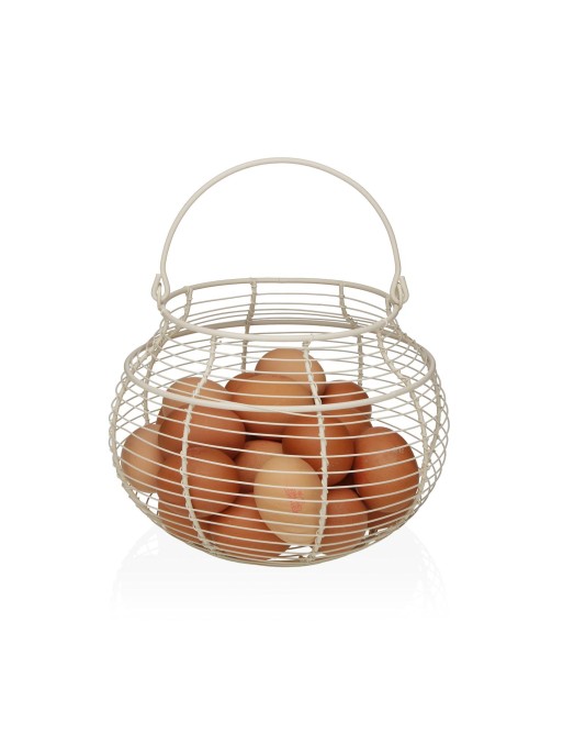 CESTA PARA HUEVOS BLANCA METÁLICA CESTA PARA HUEVOS BLANCA METÁLICA