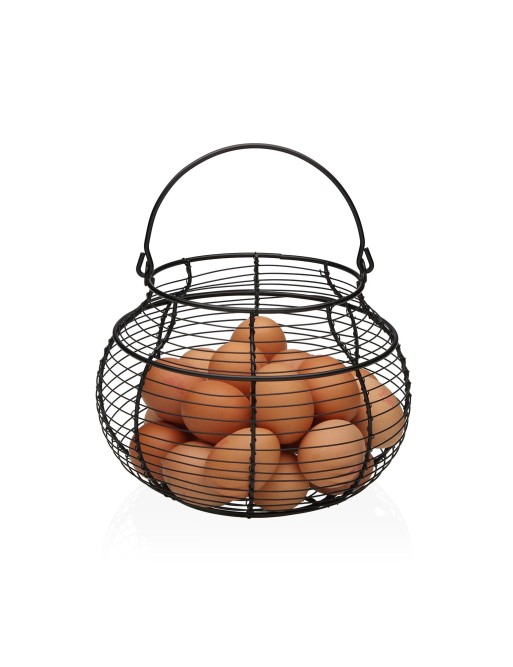 BLACK METALLIC EGG BASKET