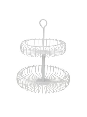 WEISSE OBSTSCHALE IN METALLIC, MODELL, ZWEI ETAGEN, WEISS