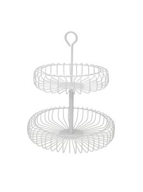 WHITE METALLIC FRUIT BOWL MODEL TWO FLOORS WHITE