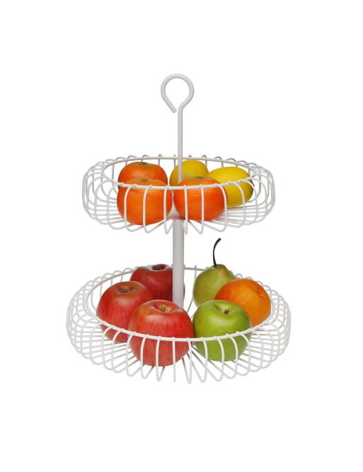 WHITE METALLIC FRUIT BOWL MODEL TWO FLOORS WHITE