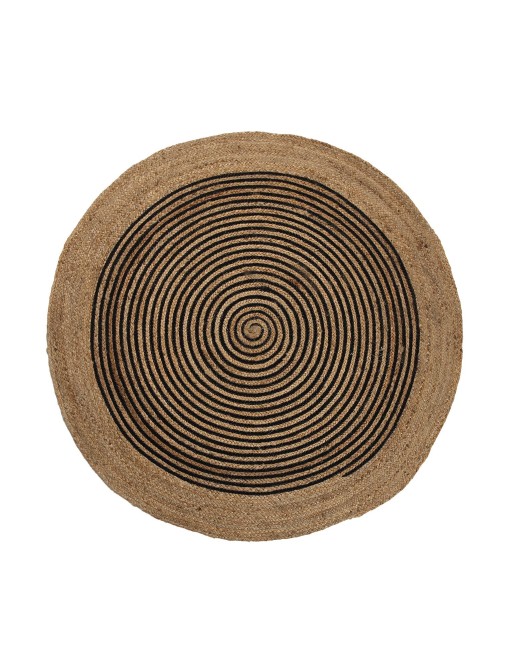 TAPIS EN JUTE MODÈLE CERCLES NOIRS