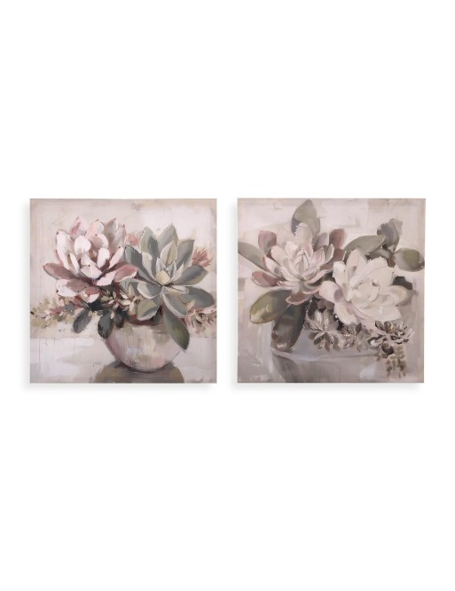 AUSWAHL VON ZWEI BLUMENMODELLGEMÄLDEN 40x40 CM