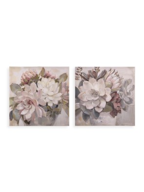 DEUX TOILES MODÈLE FLEURS 40x40 CM