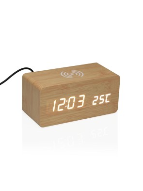 WOODEN CLOCK WITH CHARGING STATION MODEL RECTANGLE
