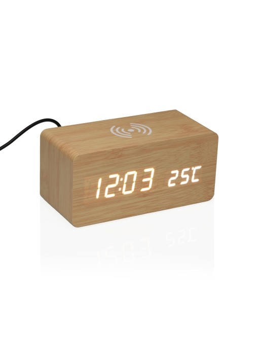 RELOJ DE MADERA CON ESTACION DE CARGA MODELO RECTANGLE RELOJ DE MADERA CON ESTACION DE CARGA MODELO RECTANGLE