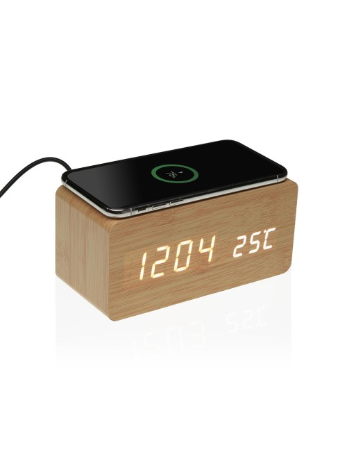 RELOJ DE MADERA CON ESTACION DE CARGA MODELO RECTANGLE RELOJ DE MADERA CON ESTACION DE CARGA MODELO RECTANGLE