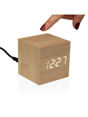 RELOJ DE MADERA CON LED MODELO CUADRADO
