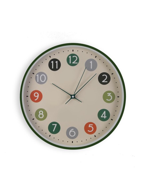 HORLOGE MURALE MULTICOLORE VERTE MODÈLE 30 CM