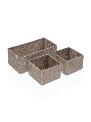 SET OF 3 BEIGE MODEL BASKETS
