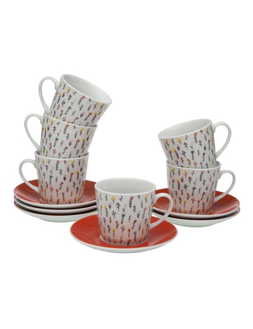 SET 6 TASSES À THÉ AVEC SOUCOUPE MODÈLE FLORYA