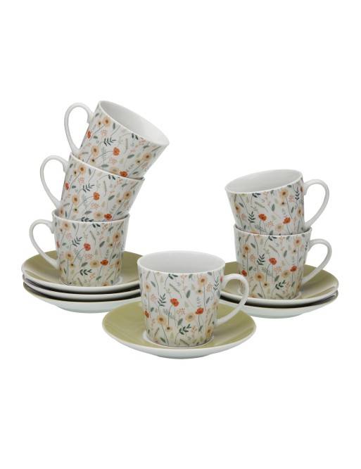 SET 6 TEA CUPS WITH SAUCER MODEL AFLORA SET 6 TEA CUPS WITH SAUCER MODEL AFLORA