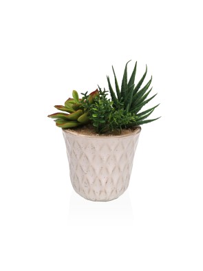 CERAMIC POT WITH ARTIFICIAL PLANT SUCCULENT MODEL - 14x7.8 CM