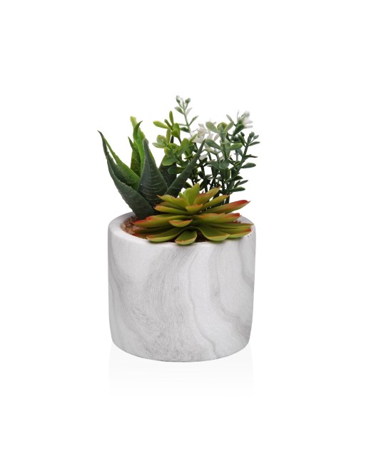 MARBLE EFFECT POT WITH ARTIFICIAL PLANTS MODEL ALOE