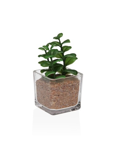 MACETA DE CRISTAL CON PLANTA ARTIFICIAL MODELO 1