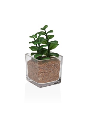 POT EN VERRE AVEC PLANTE ARTIFICIELLE MODÈLE 1