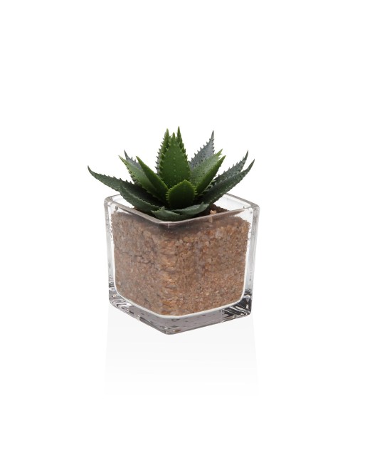 GLASS POT WITH ARTIFICIAL PLANT MODEL ALOE VERA