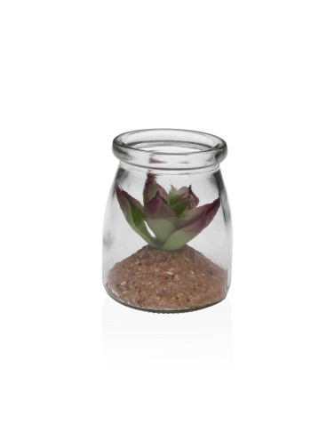 TARRO DE CRISTAL CON PLANTA ARTIFICIAL MODELO 3
