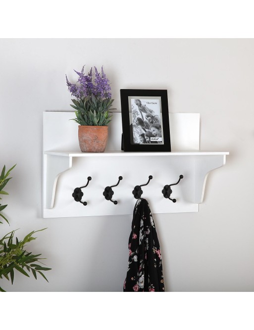 PERCHERO DE PARED CON 4 GANCHOS Y BALDA MODELO BLANCO PERCHERO DE PARED CON 4 GANCHOS Y BALDA MODELO BLANCO